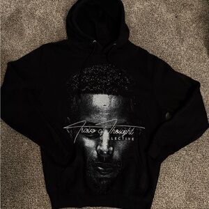 Black 'Tracks of Thought' Graphic Hoodie